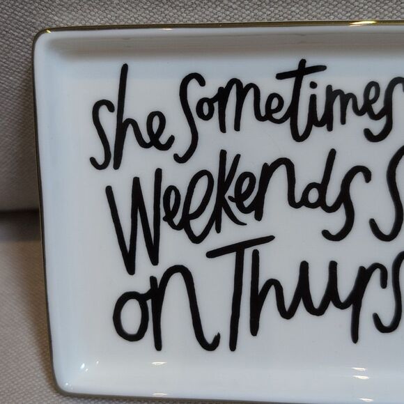 Kate Spade New York x Lenox Spirit of Adventure White Trinket Tray Gold Rim Dish - Picture 3 of 8